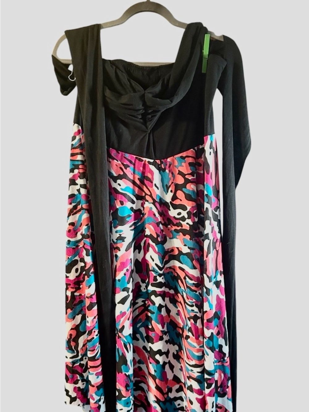 Catalina Black Bodice Multicolor Printed Midi Dress